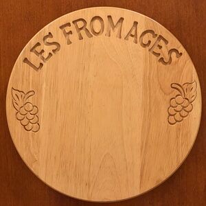 Vintage Charcuterie tray! Wood Cheese Board W/Spin Base & Grape Design.